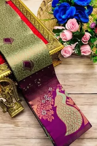 Multy color art silk blend sarees with blouse