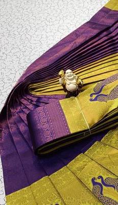 Royalblue Green color art silk blend sarees with blouse 2