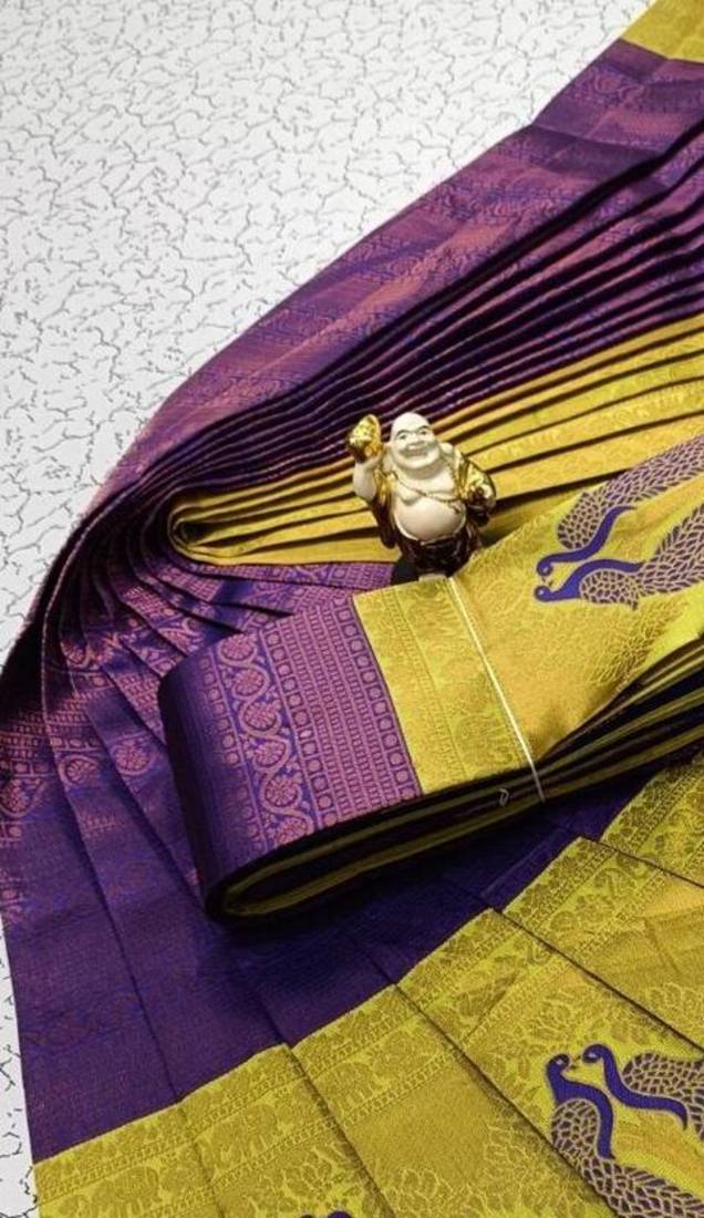 Royalblue Green color art silk blend sarees with blouse