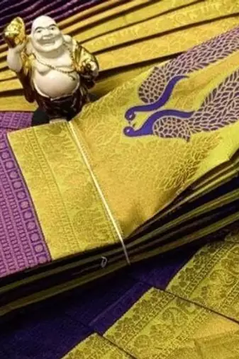 Royalblue Green color art silk blend sarees with blouse
