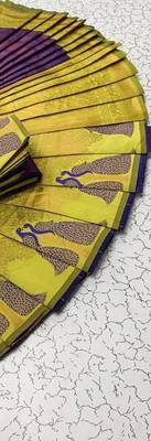 Royalblue Green color art silk blend sarees with blouse 4