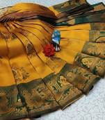 Yellow Green color art silk blend sarees with blouse