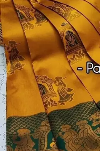 Yellow Green color art silk blend sarees with blouse