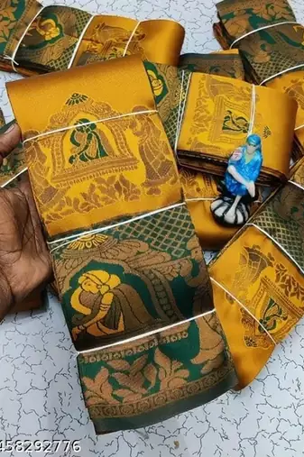 Yellow Green color art silk blend sarees with blouse