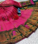 Pink Green color art silk blend sarees with blouse