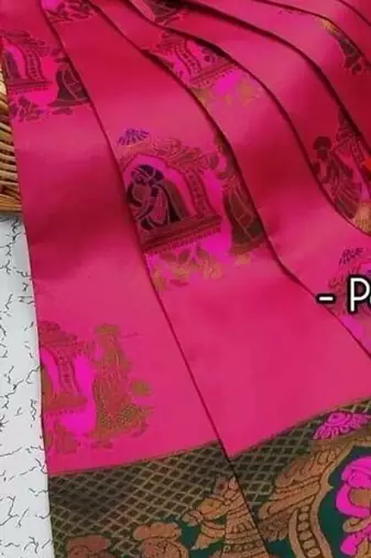 Pink Green color art silk blend sarees with blouse