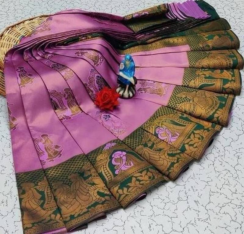 BabyPink Green color art silk blend sarees with blouse