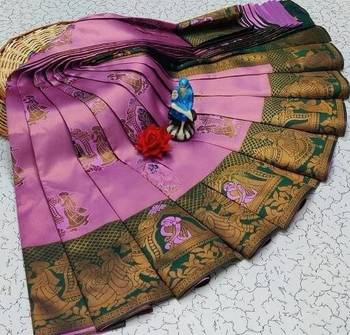 BabyPink Green color art silk blend sarees with blouse 1
