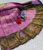 BabyPink Green color art silk blend sarees with blouse