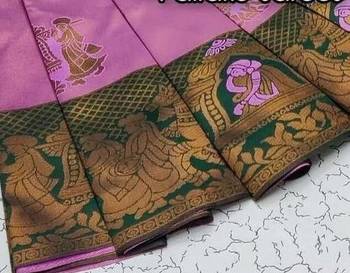 BabyPink Green color art silk blend sarees with blouse 3