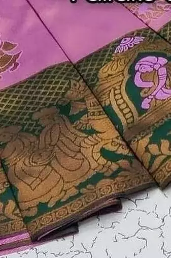 BabyPink Green color art silk blend sarees with blouse