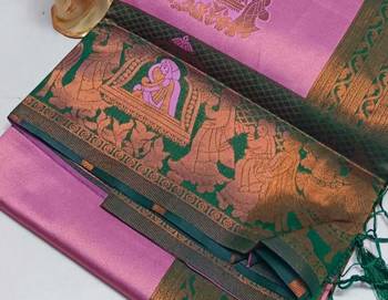 BabyPink Green color art silk blend sarees with blouse 4