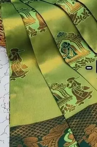 Pista green color art silk blend sarees with blouse