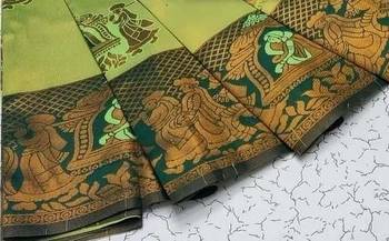 Pista green color art silk blend sarees with blouse 4