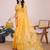 Yellow kota doriya cotton silk saree with blouse