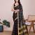 Black kota doriya cotton silk saree with blouse