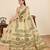 Rama green printed linan saree with blouse