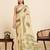 Rama green printed linan saree with blouse