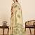 Rama green printed linan saree with blouse