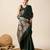 Dark green zari work jacquard saree with blouse
