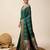 Dark green zari work jacquard saree with blouse