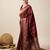 Maroon zari work jacquard saree with blouse
