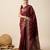 Maroon zari work jacquard saree with blouse