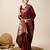 Maroon zari work jacquard saree with blouse
