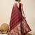 Maroon zari work jacquard saree with blouse