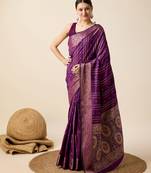 Wine zari work jacquard saree with blouse
