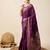 Wine zari work jacquard saree with blouse