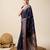 Navy blue zari work jacquard saree with blouse