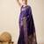 Purple zari work jacquard saree with blouse