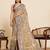 Blue printed linan saree with blouse