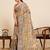 Blue printed linan saree with blouse