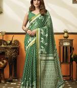 green cotton blend office wear saree