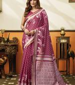 rose pink cotton blend office wear saree