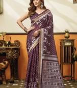 wine cotton blend office wear saree