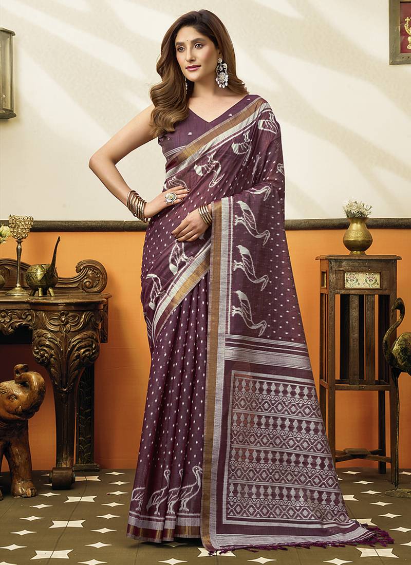 wine cotton blend office wear saree
