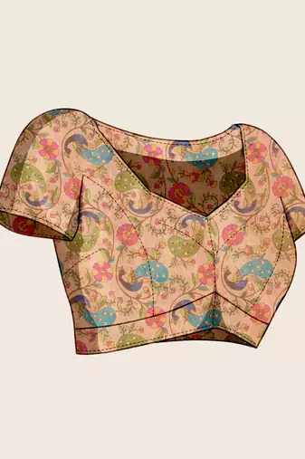 Purple printed linan saree with blouse