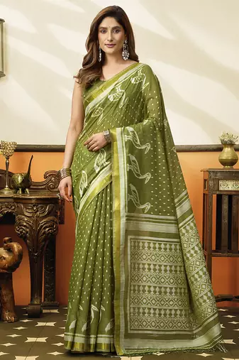 olive cotton blend office wear saree