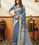 powder blue cotton blend office wear saree