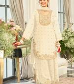 White wedding collection chinon silk full stitched suits free size upto size 44