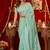 light sky blue silk blend heavy beads cut work designer party wear saree