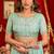 light sky blue silk blend heavy beads cut work designer party wear saree