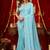 sky blue silk blend heavy beads cut work designer party wear saree