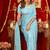 sky blue silk blend heavy beads cut work designer party wear saree