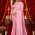 baby pink silk blend heavy beads cut work designer party wear saree