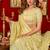 cream silk blend heavy beads cut work designer party wear saree