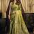 olive tissue with tassels traditional wear saree